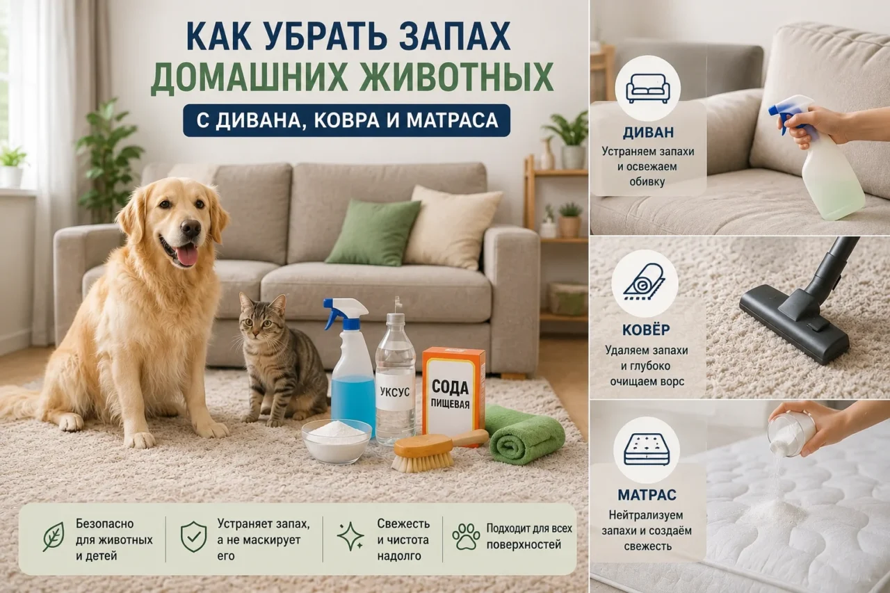 Как убрать запах домашних животных с дивана, ковра и матраса